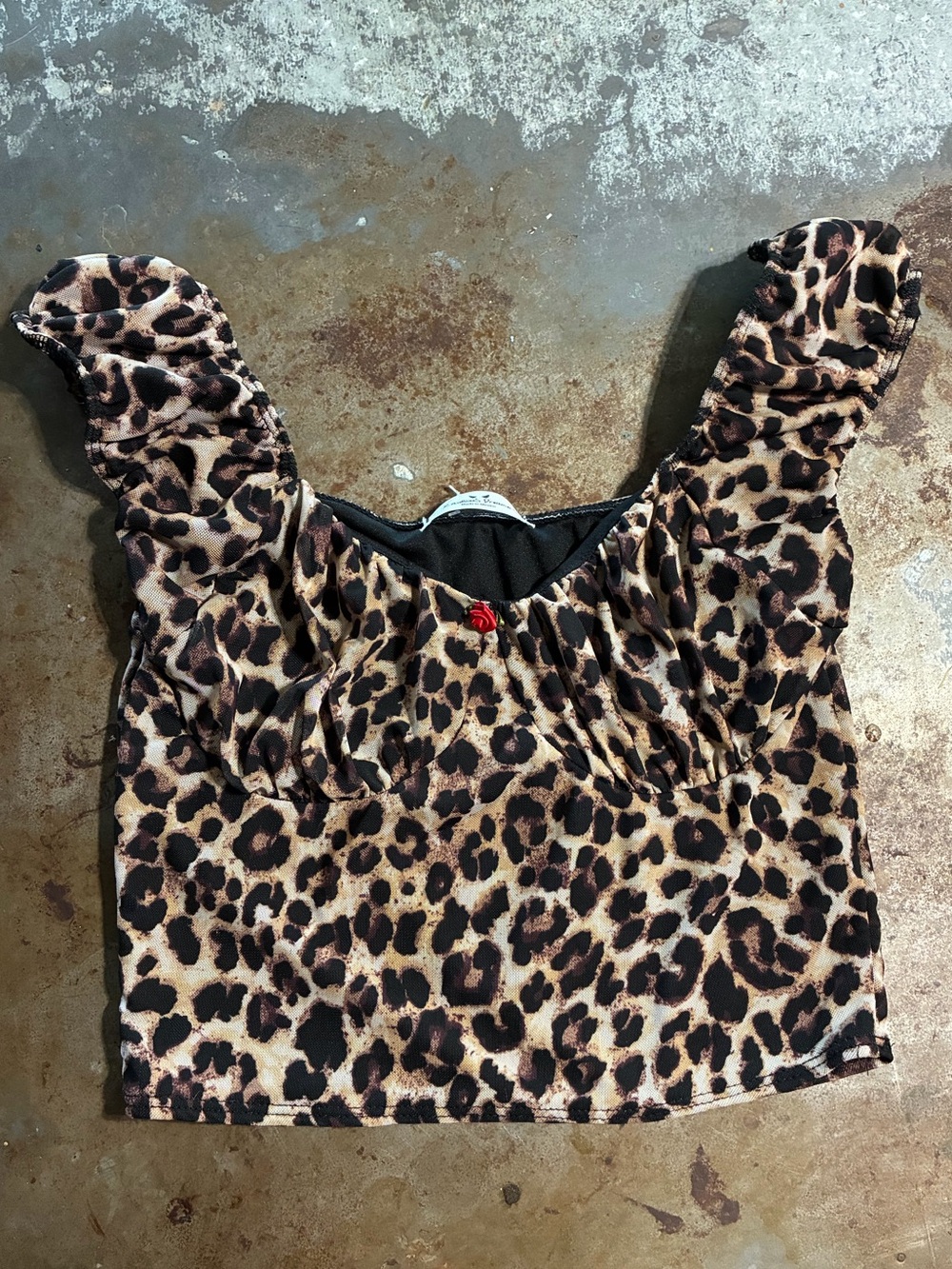 Leopard Print Crop Top - Brown